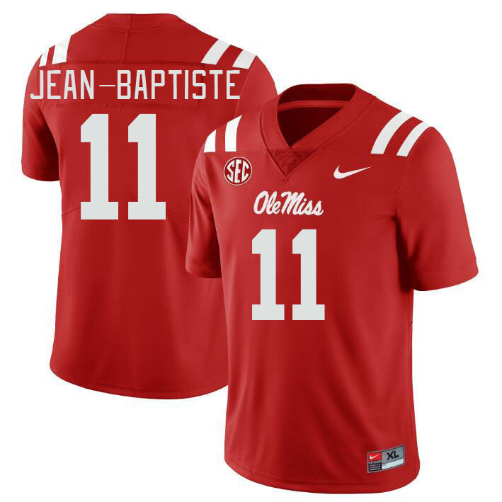 Men #11 Jeremiah Jean-Baptiste Ole Miss Rebels College Football Jerseys Stitched Sale-Red